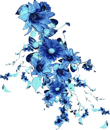 Animated Flowers.Blue - By KittyKatLuv65 - Free animated GIF