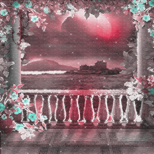 dolceluna fantasy background pink balcony - GIF animasi gratis