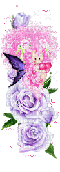 Déco verticale fleurs pastel et papillon - Free animated GIF