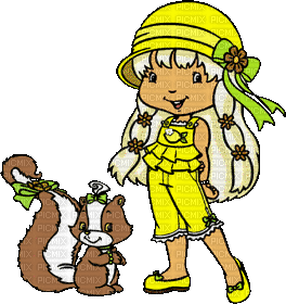 Fillette et son écureuil - GIF animado gratis