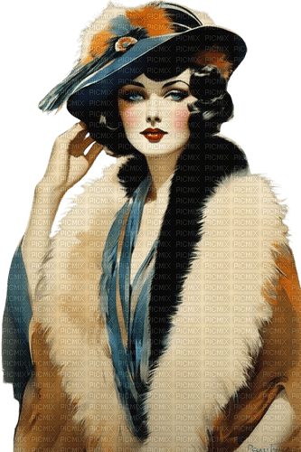 loly33 femme art deco hiver - Free PNG