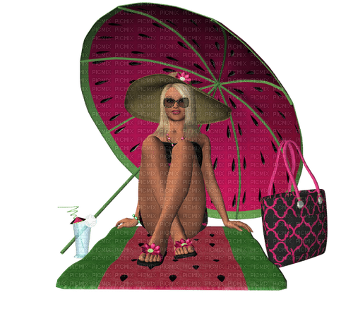 woman femme beach kiwi summer - gratis png