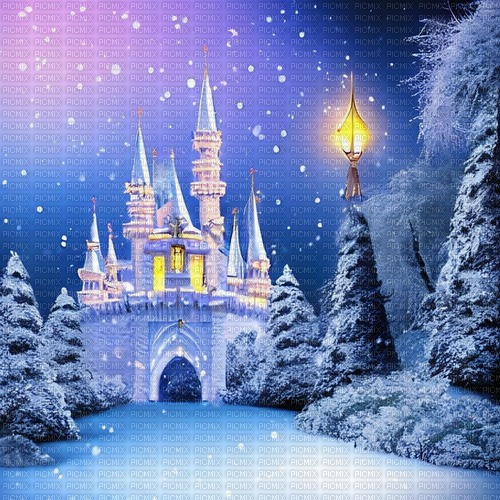 kikkapink winter fantasy background castle snow - png gratis