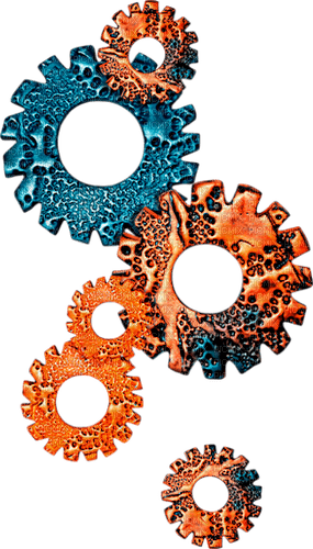 Steampunk.Gears.Blue.Orange - 免费PNG