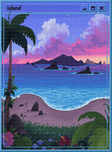 island pixel art - kostenlos png