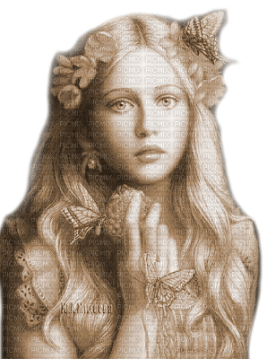 Y.A.M._Art Fantasy woman girl Sepia - 免费PNG