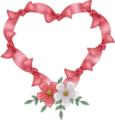 Kaz_Creations Deco Flowers Ribbons Bows Heart Love Colours - PNG gratuit