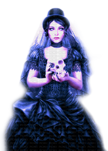 Woman.Goth.Blue - By KittyKatLuv65 - png gratuito