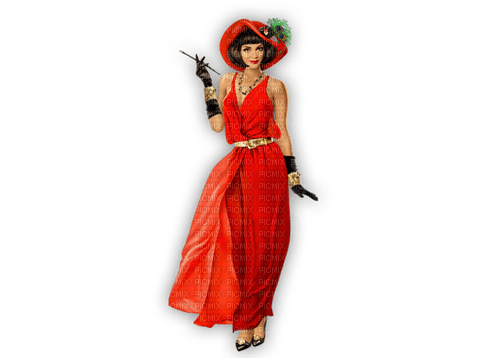 kvinna-woman-red-röd - png gratis