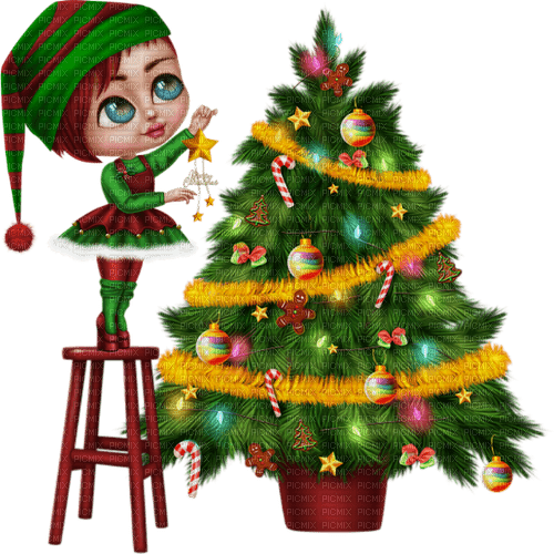 Christmas. Girl. Christmas tree. Leila - zadarmo png