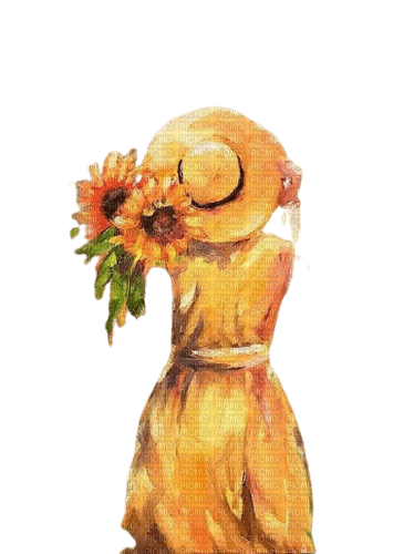 Sunflowers Woman - безплатен png