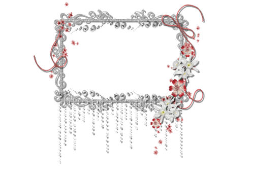 Frame sylver red flowers - bezmaksas png