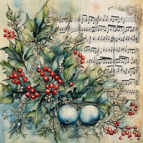 Holidays, musical notes, vintage background - фрее пнг