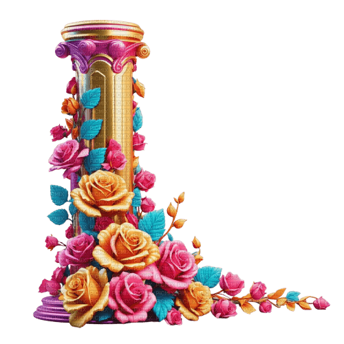Golden pillar roses pink blue gold rox - Free PNG