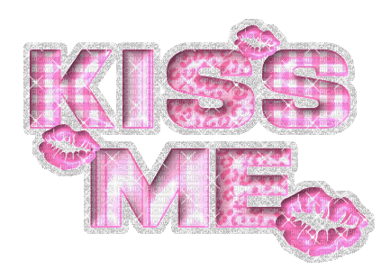text kiss me glitter pink gif - Zdarma animovaný GIF