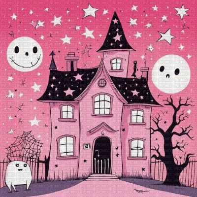 Pink Spooky Kawaii House - PNG gratuit