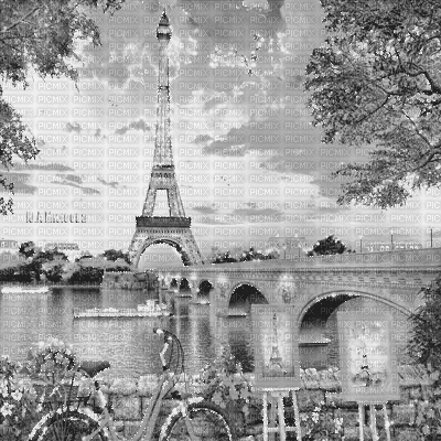Y.A.M._Landscape Paris city black-white - Бесплатный анимированный гифка