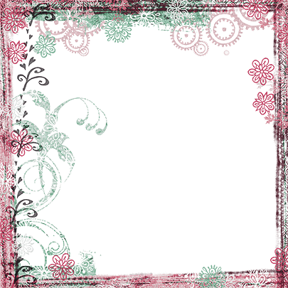 soave frame abstract flowers pink green - ücretsiz png