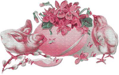 soave deco easter vintage  flowers  pink green - 免费PNG