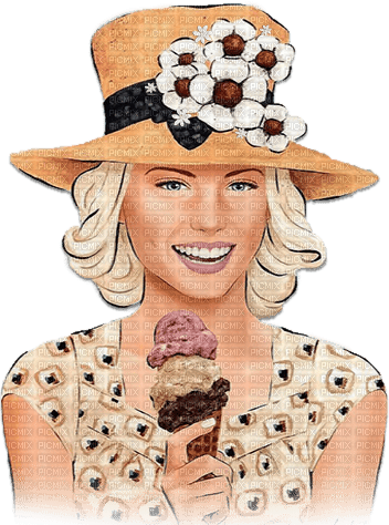soave woman fashion hat summer vintage ice-cream - png gratis