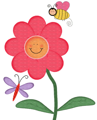 Spring Flower Animation/Bee/Butterfly - Darmowy animowany GIF