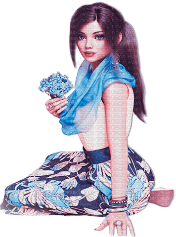 soave woman spring flowers fashion pink blue - zdarma png