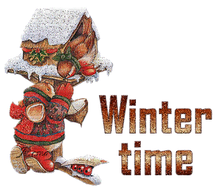 text wintertime gif mouse bird winter - Gratis animeret GIF