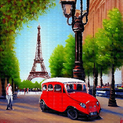 kikkapink paris vintage car animated background - GIF เคลื่อนไหวฟรี