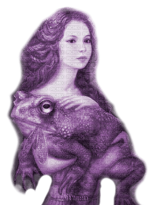 Y.A.M._Fantasy woman girl toad frog purple - kostenlos png