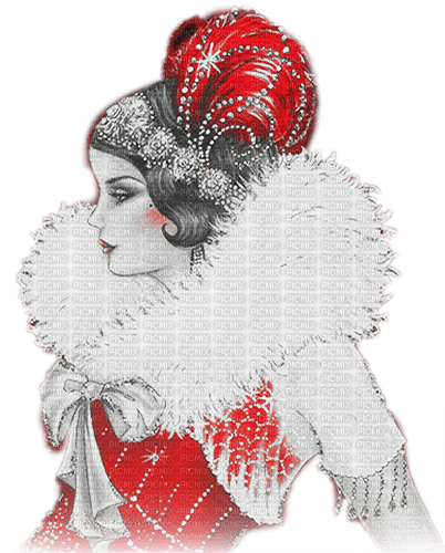 soave woman christmas winter art deco vintage - 免费PNG