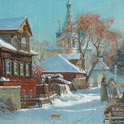 fondo pueblo  invierno vintage dubravka4 - nemokama png