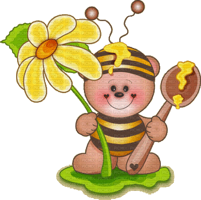 Kaz_Creations Cute Cartoon Love Bees Bee Wasp Bears - 免费动画 GIF