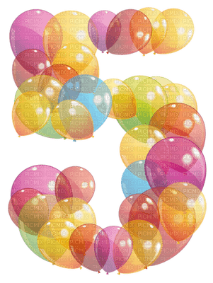 Kaz_Creations Numbers Number 5 Balloons - png gratis