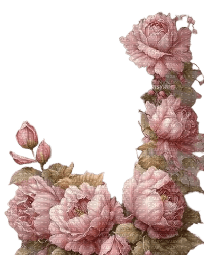 vintage fleurs roses - 免费PNG