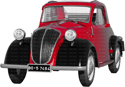 soave deco car vintage black white red - PNG gratuit