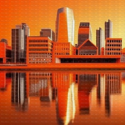 Orange City with Water Reflection - 免费PNG