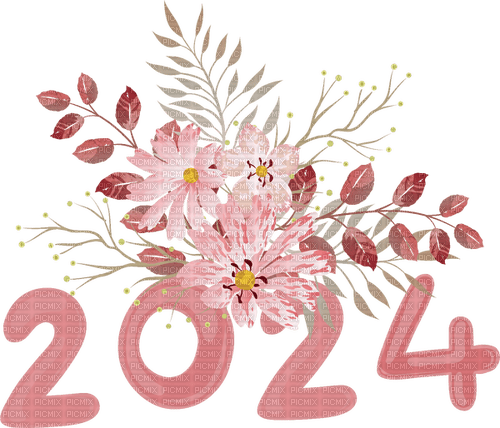 2024 floral text - 無料png