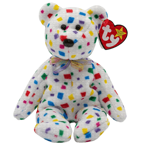 beanie baby confetti bear cute birthday - zdarma png