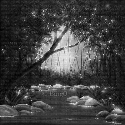 Y.A.M._Fantasy Landscape background black-white - Бесплатни анимирани ГИФ