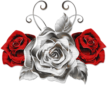 soave deco flowers rose black white red - png gratuito