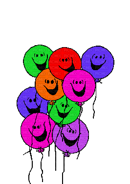 Smiling Bday Balloons - Free animated GIF