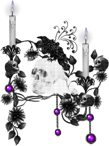 soave deco gothic halloween candle flowers skull - бесплатно png