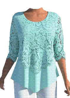 lace aqua blouse - Gratis animerad GIF