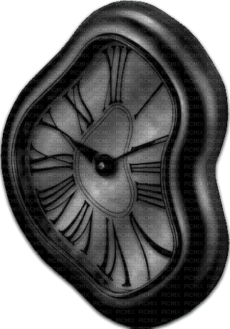 Distorted black white clock deco [Basilslament] - zdarma png
