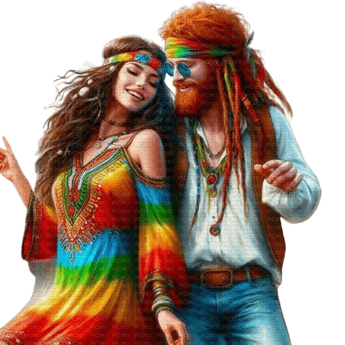 loly33 couple Hippie - PNG gratuit