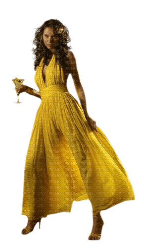 Femme.Woman.Party.Yellow.dress.Victoriabea - png ฟรี