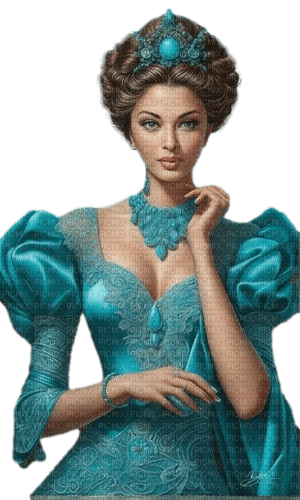 Femme vintage turquoise🌺🌼💚 - png grátis