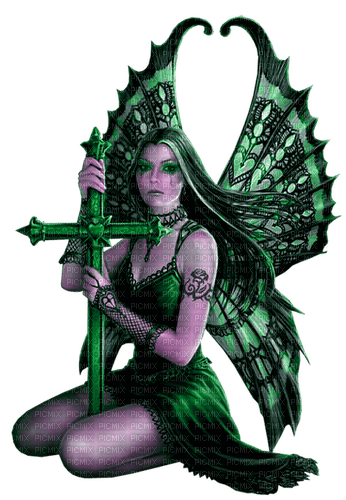 Fairy.Goth.Anne Stokes.Green - png ฟรี
