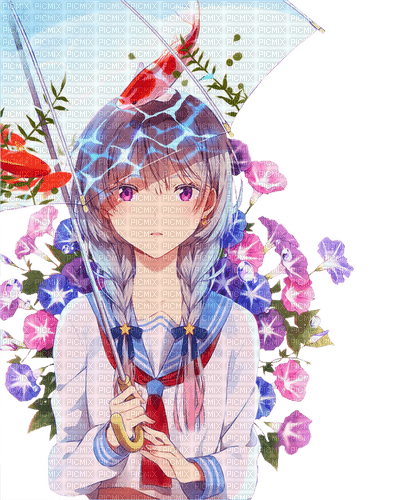 Anime Girl Umbrella - 無料png