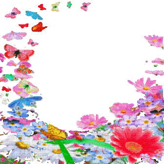 loly33 fleur papillon - GIF animado grátis